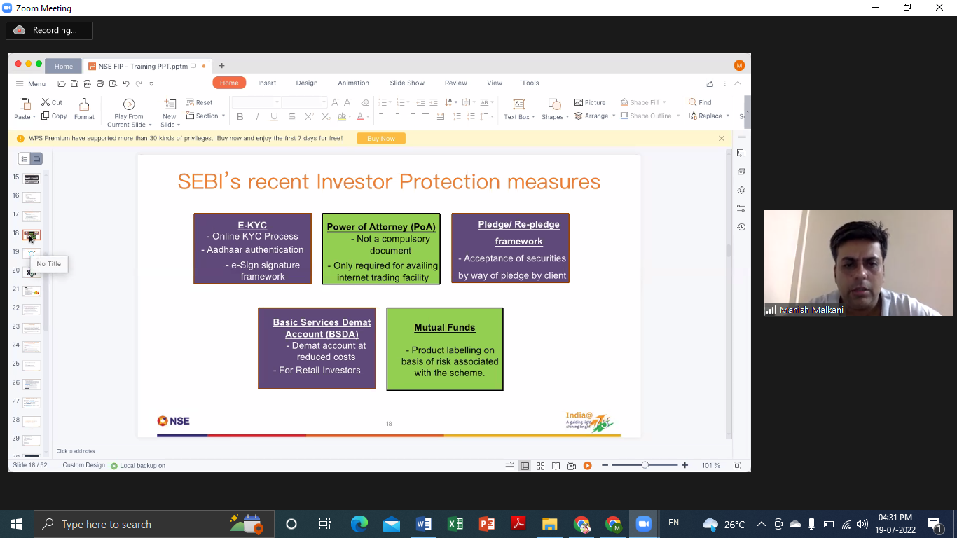 Mr. Manish Malkani explaing the investor security measures taken by SEBI